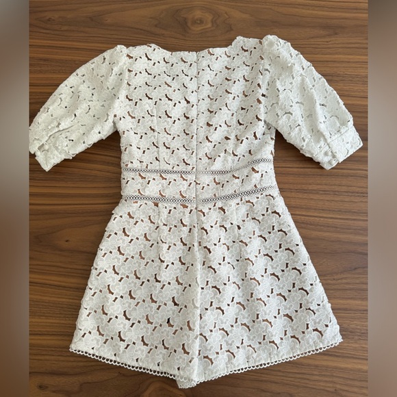 Michael Kors White Lace Floral Hemp Romper - Picture 2 of 5